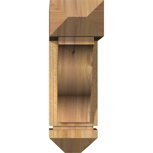 Funston Arts And Crafts Rough Sawn Bracket W/ Offset Brace, Western Red Cedar, 6W X 18D X 18H